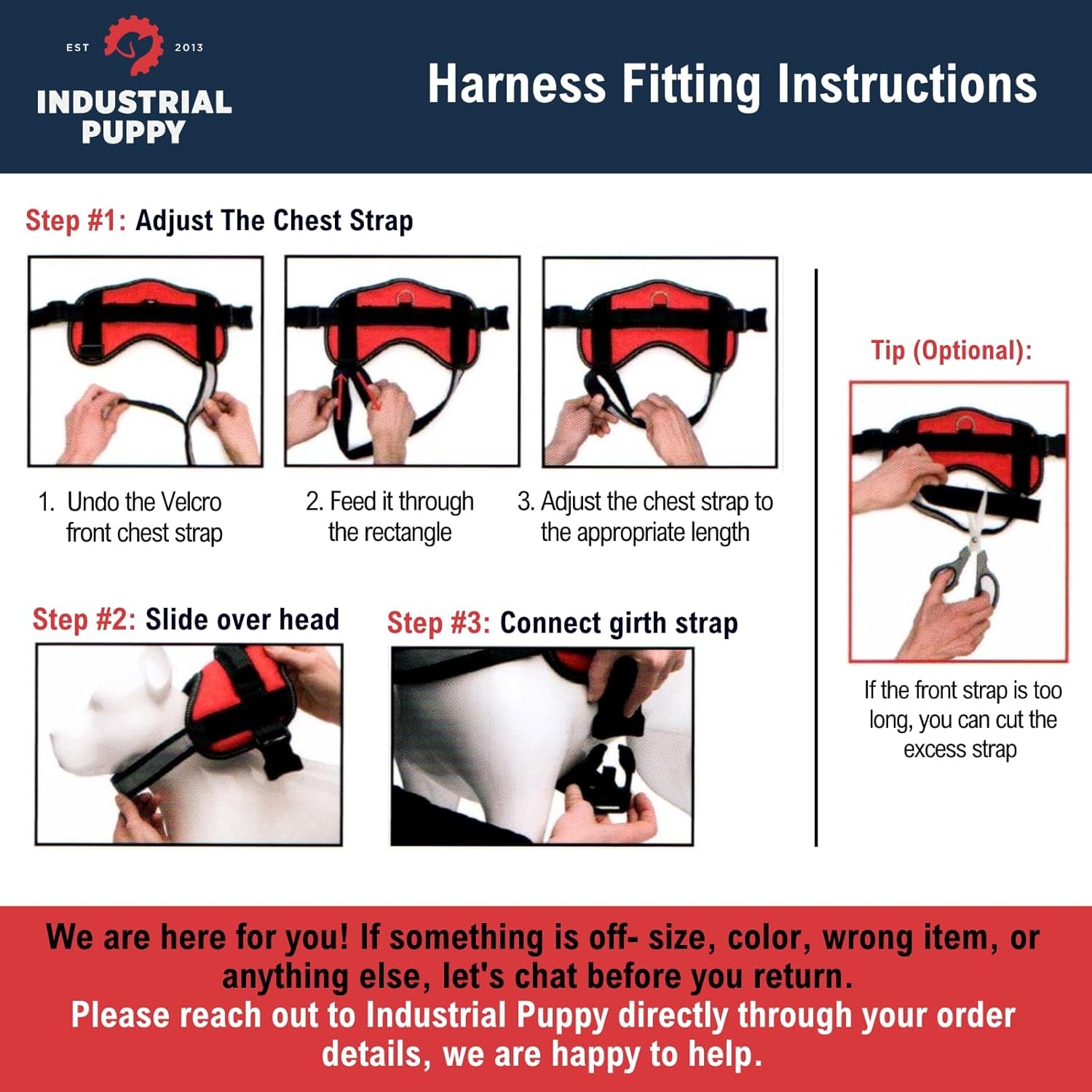 Service Dog Vest with Hook and Loop Straps & Matching Service Dog Leash Set - Harnesses from XXS to XXL - Harness Features Reflective Patch and Comfortable Mesh Design