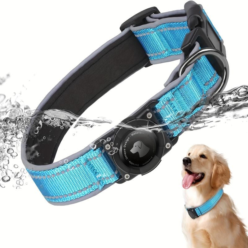 [Waterproof Dog Collar] Waterproof Airtag Dog Collar - Heavy-Duty with Enhanced Reflective Strips & Soft Padded Holder - Adjustable Nylon Strap for Small, Medium, and Large Dogs