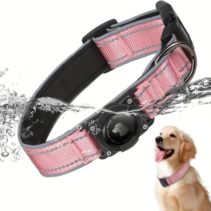 [Waterproof Dog Collar] Waterproof Airtag Dog Collar - Heavy-Duty with Enhanced Reflective Strips & Soft Padded Holder - Adjustable Nylon Strap for Small, Medium, and Large Dogs