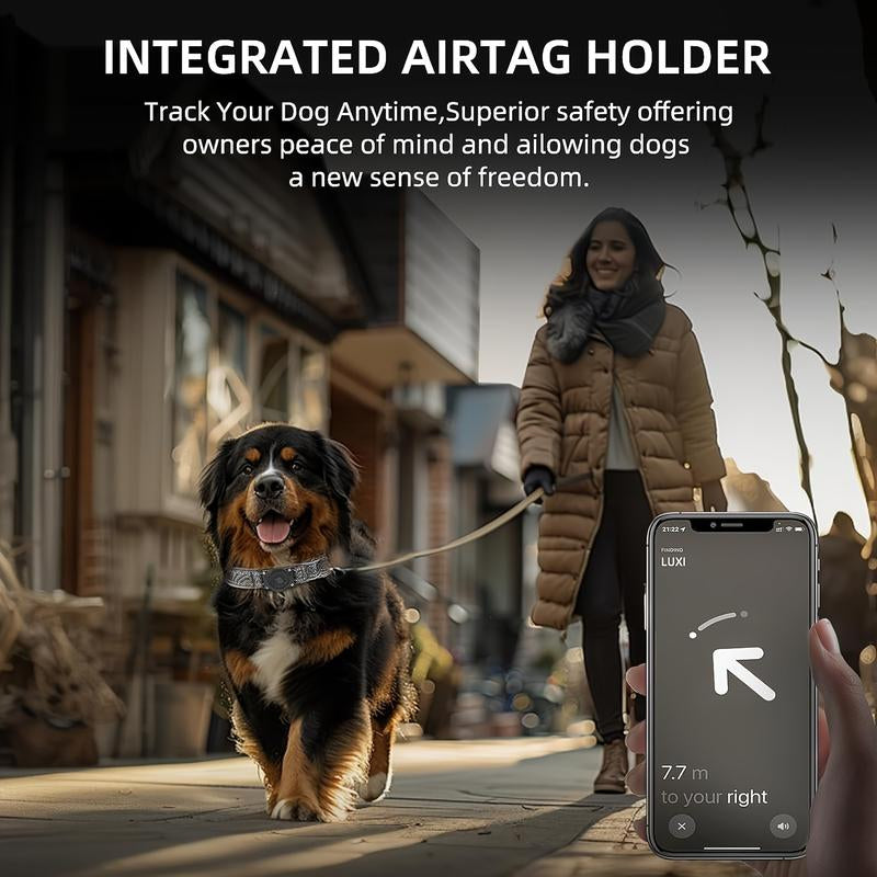 [Waterproof Dog Collar] Waterproof Airtag Dog Collar - Heavy-Duty with Enhanced Reflective Strips & Soft Padded Holder - Adjustable Nylon Strap for Small, Medium, and Large Dogs