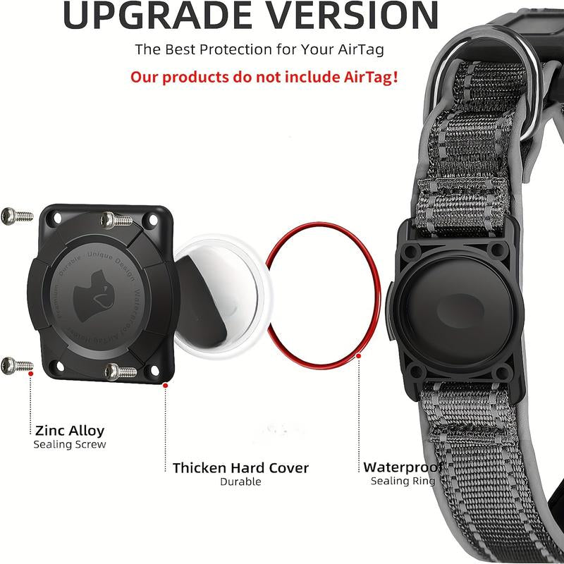 [Waterproof Dog Collar] Waterproof Airtag Dog Collar - Heavy-Duty with Enhanced Reflective Strips & Soft Padded Holder - Adjustable Nylon Strap for Small, Medium, and Large Dogs