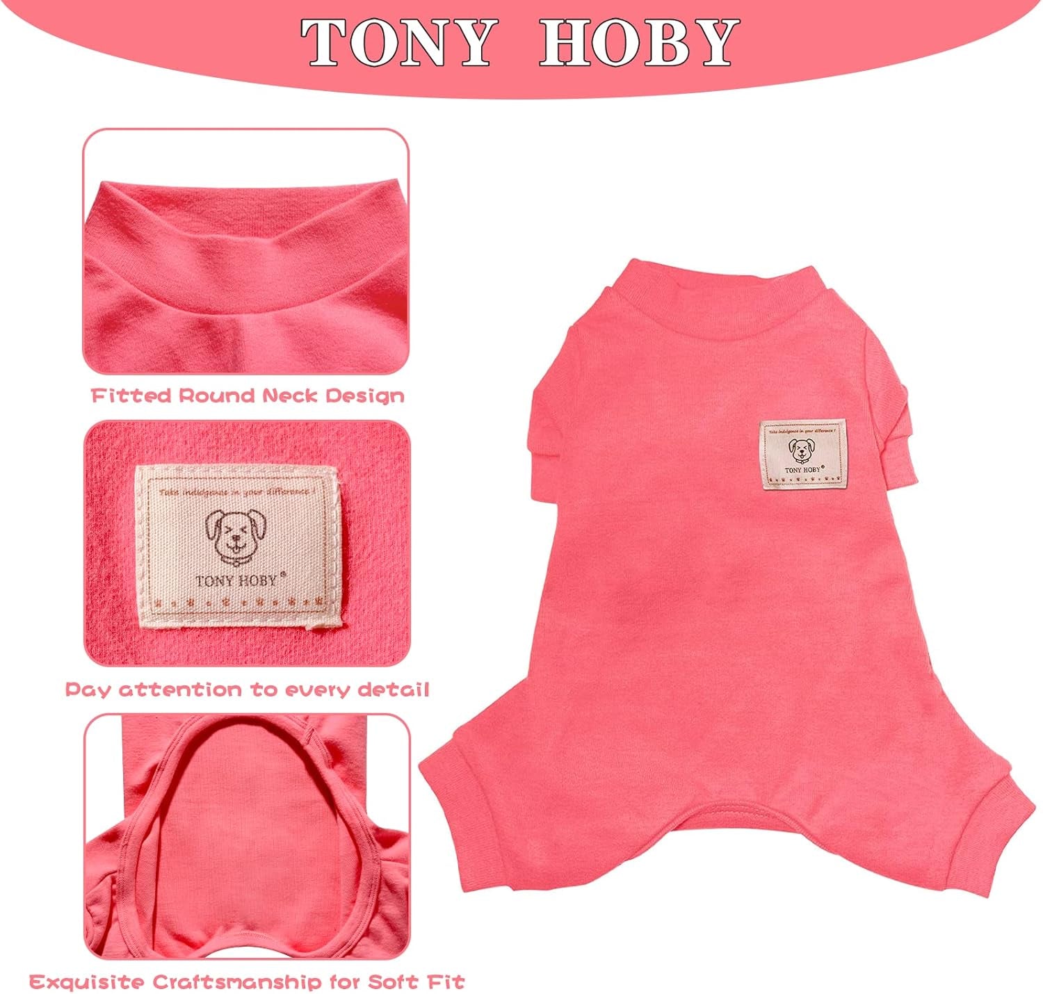 Dog Pajamas, 4 Legged Dog Pajamas, Dogs Jumpsuits with Thermal, Cotton Pet Clothes for Small Medium Dogs (Pink, L)