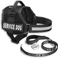 Service Dog Vest with Hook and Loop Straps & Matching Service Dog Leash Set - Harnesses from XXS to XXL - Harness Features Reflective Patch and Comfortable Mesh Design